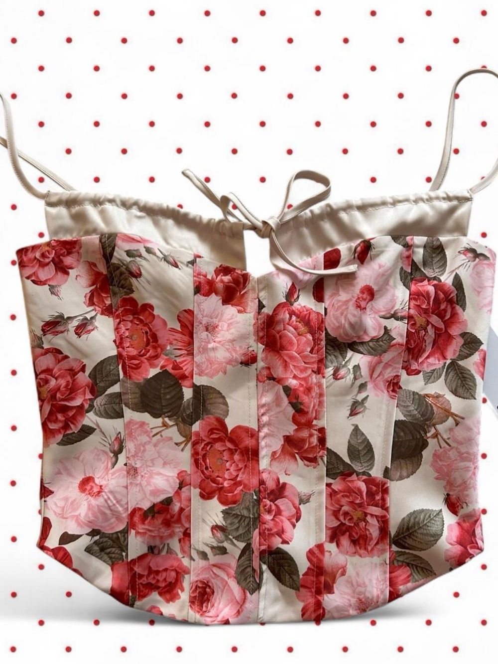 Steve Madden Peach-Pink Floral Bustier Crop Top